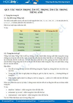 Quy tắc nhấn trọng âm từ, trọng âm câu trong Tiếng Anh