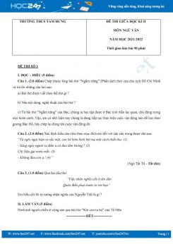 Bộ 3 đề thi giữa HK2 môn Ngữ văn 8 năm 2021-2022 có đáp án trường THCS Tam Hưng