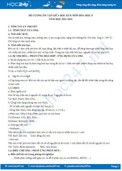 Đề cương ôn tập giữa HK2 môn Hóa học 8 năm 2021-2022