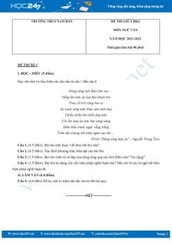 Bộ 2 đề thi giữa HK2 môn Ngữ văn 6 Cánh diều năm 2021-2022 Trường THCS Nam Đàn
