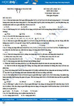 Bộ 5 đề thi giữa HK2 môn Hoá học 12 năm 2021-2022 có đáp án Trường THPT Lê Quý Đôn