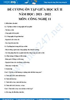 Đề cương ôn tập giữa HK2 môn Công nghệ 11 năm 2021-2022