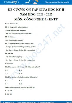 Đề cương ôn tập giữa HK2 môn Công nghệ 6 KNTT năm 2021-2022