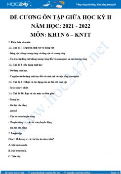 Đề cương ôn tập giữa HK2 môn KHTN 6 KNTT năm 2021-2022
