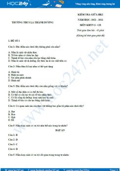Bộ 5 đề thi giữa HK2 môn KHTN 6 Cánh diều năm 2021-2022 -Trường THCS Lê Danh Phương có đáp án