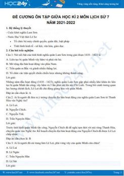 Đề cương ôn tập giữa HK2 môn Lịch Sử 7 năm 2021-2022