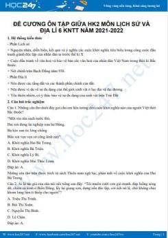 Đề cương ôn tập giữa HK2 môn Lịch sử và Địa lí 6 KNTT năm 2021-2022