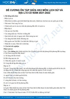 Đề cương ôn tập giữa HK2 môn Lịch sử và Địa lí 6 CD năm 2021-2022
