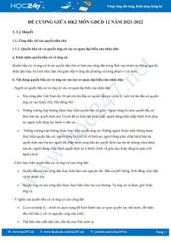 Đề cương ôn tập giữa HK2 môn GDCD 12 năm 2021-2022