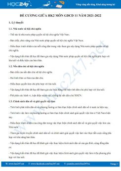Đề cương ôn tập giữa HK2 môn GDCD 11 năm 2021-2022
