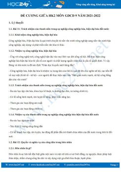 Đề cương ôn tập giữa HK2 môn GDCD 9 năm 2021-2022