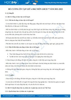 Đề cương ôn tập giữa HK2 môn GDCD 7 năm 2021-2022