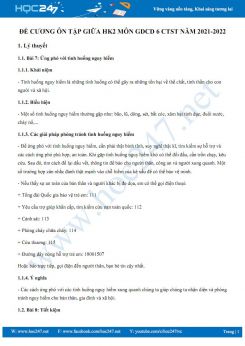 Đề cương ôn tập giữa HK2 môn GDCD 6 CTST năm 2021-2022