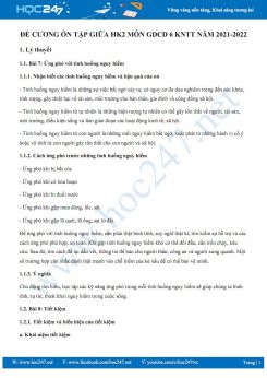 Đề cương ôn tập giữa HK2 môn GDCD 6 KNTT năm 2021-2022