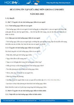 Đề cương ôn tập giữa HK2 môn GDCD 6 Cánh diều năm 2021-2022