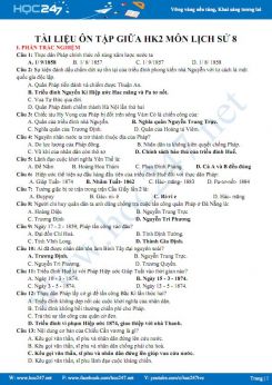 Tài liệu ôn tập giữa HK2 môn Lịch sử 8