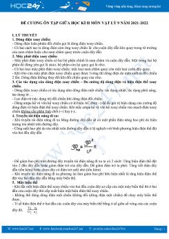 Đề cương ôn tập giữa HK2 môn Vật Lý 9 năm 2021-2022