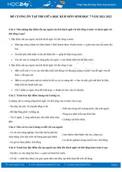 Đề cương ôn tập giữa HK2 môn Sinh Học 7 năm 2021-2022