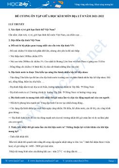 Đề cương ôn tập giữa HK2 môn Địa Lý 8 năm 2021-2022