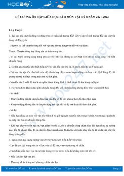 Đề cương ôn tập giữa HK2 môn Vật Lý 8 năm 2021-2022