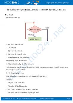 Đề cương ôn tập giữa HK2 môn Tin học 8 năm 2021-2022
