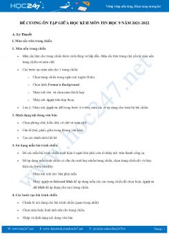 Đề cương ôn tập giữa HK2 môn Tin học 9 năm 2021-2022