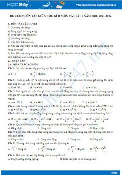 Đề cương ôn tập giữa HK2 môn Vật Lý 10 năm 2021-2022