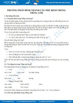 Phương pháp hình thành câu phủ định trong Tiếng Anh