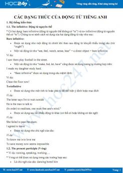 Các dạng thức của động từ Tiếng Anh