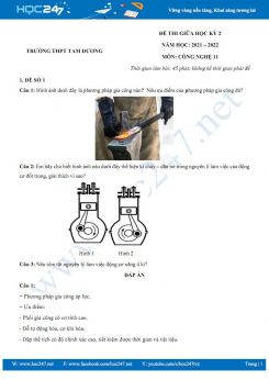 Bộ 5 đề thi giữa HK2 môn Công nghệ 11 năm 2021-2022 - Trường THPT Tam Dương có đáp án