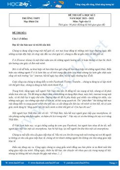 Bộ 3 đề thi giữa HK2 môn Ngữ văn 11 năm 2021-2022 có đáp án trường THPT Mạc Đĩnh Chi