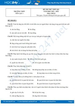 Bộ 3 đề thi thử THPT QG môn GDCD năm 2021-2022 trường THPT Lạc Yên 1