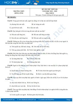 Bộ 3 đề thi thử THPT QG môn GDCD năm 2021-2022 trường THPT Hồng Lĩnh