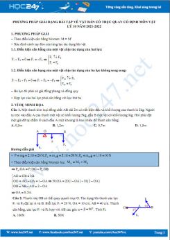 Phương pháp giải dạng bài tập về vật rắn có trục quay cố định môn Vật Lý 10 năm 2021-2022
