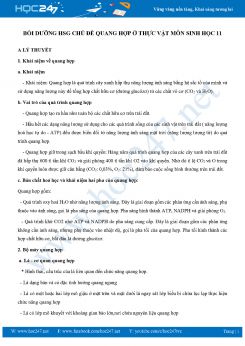 Bồi dưỡng HSG chủ đề Quang hợp ở thực vật Sinh học 11