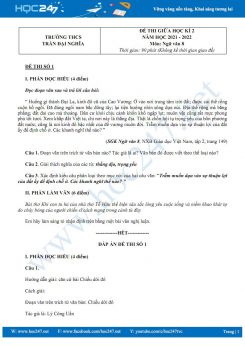 Bộ 3 đề thi giữa HK2 môn Ngữ văn 8 năm 2021-2022 có đáp án trường THCS Trần Đại Nghĩa