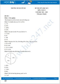 Bộ 5 đề thi giữa HK2 môn Toán 5 năm 2021-2022 có đáp án Trường TH Nguyễn Du