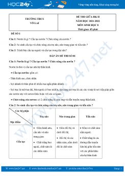 Bộ 5 Đề thi giữa HK2 môn Sinh Học 8 năm 2021-2022 Trường THCS Võ Lai có đáp án