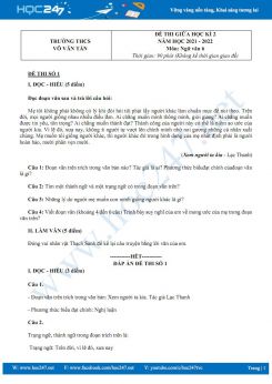 Bộ 3 đề thi giữa HK2 môn Ngữ văn 6 KNTT năm 2021-2022 Trường THCS Võ Văn Tần