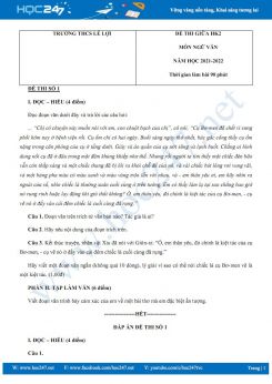 Bộ 3 đề thi giữa HK2 môn Ngữ văn 6 CTST năm 2021-2022 Trường THCS Lê Lợi