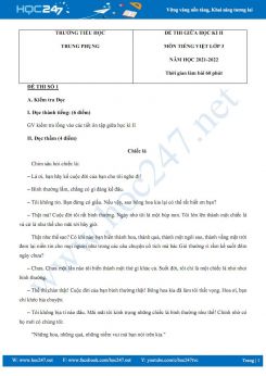 Bộ 3 đề thi giữa HK2 môn Tiếng Việt 3 có đáp án năm 2021-2022 Trường TH Trung Phụng