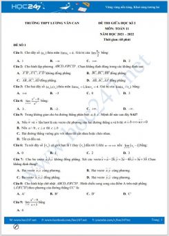 Bộ 5 đề thi giữa HK2 môn Toán 11 năm 2021-2022 có đáp án Trường THPT Lương Văn Can