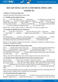 Bài tập nâng cao về 12 Thì trong Tiếng Anh có đáp án