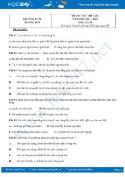 Bộ 3 đề thi thử THPT QG môn GDCD năm 2021-2022 trường THPT Hương Sơn