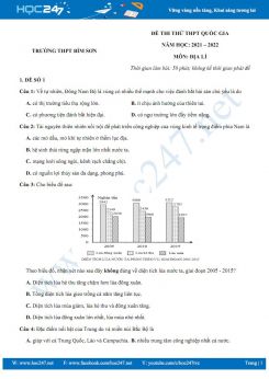 Bộ 5 đề thi thử THPT QG môn Địa Lí năm 2021-2022 - Trường THPT Bỉm Sơn có đáp án