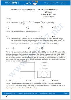 Bộ 5 đề thi thử THPT QG môn Toán năm 2021-2022 có đáp án Trường THPT Nguyễn Thị Định