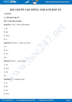 Bài tập ôn tập Tiếng Anh 4 có đáp án