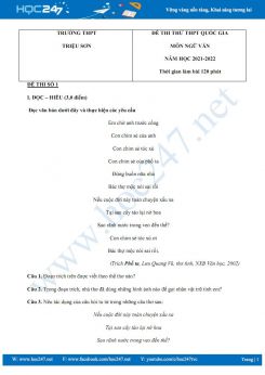 Bộ 3 đề thi thử THPT QG môn Ngữ văn năm 2021-2022 có đáp án trường THPT Triệu Sơn