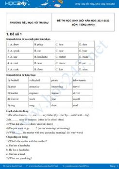Bộ 5 đề thi HSG môn Tiếng Anh 5 có đáp án năm 2021-2022 Trường TH Võ Thị Sáu
