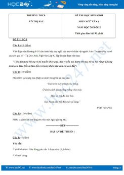 Bộ 3 đề thi HSG môn Ngữ văn 6 năm 2022 Trường THCS Võ Thị Sáu có đáp án